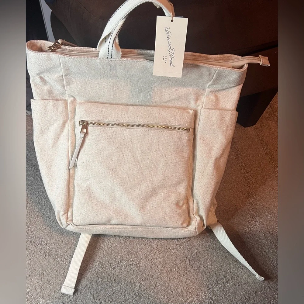 Universal Thread Cream Canvas Laptop Tote Bag